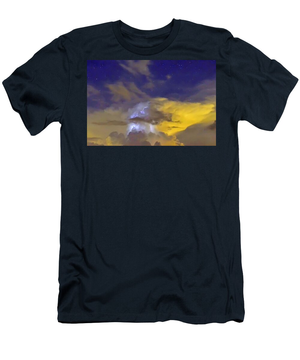 Lightning T-Shirt featuring the photograph Stormy Stormy Night by Charlotte Schafer