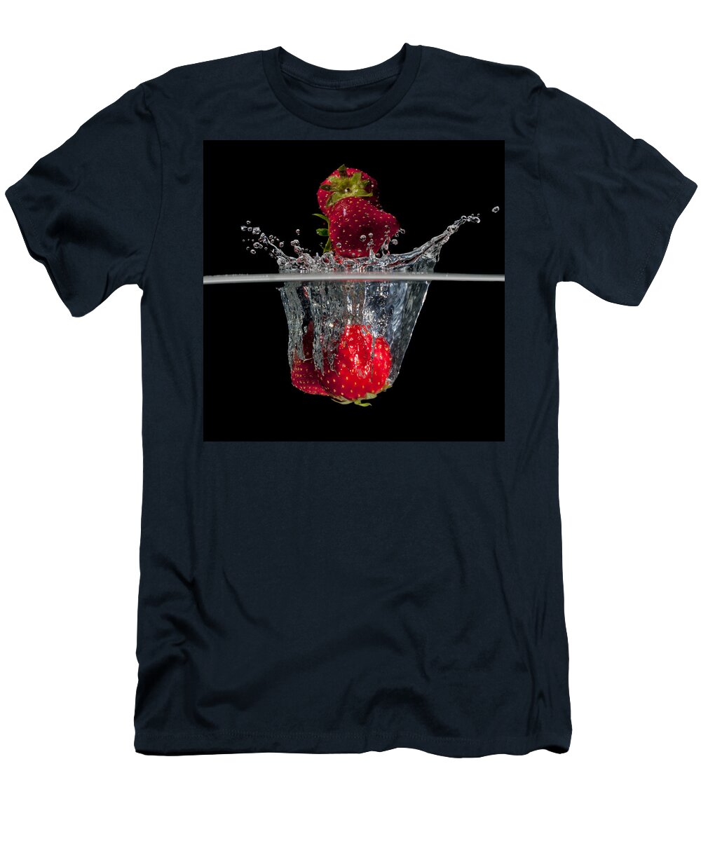 Strawberries T-Shirt featuring the photograph Strawberries splashing in water by Mike Santis