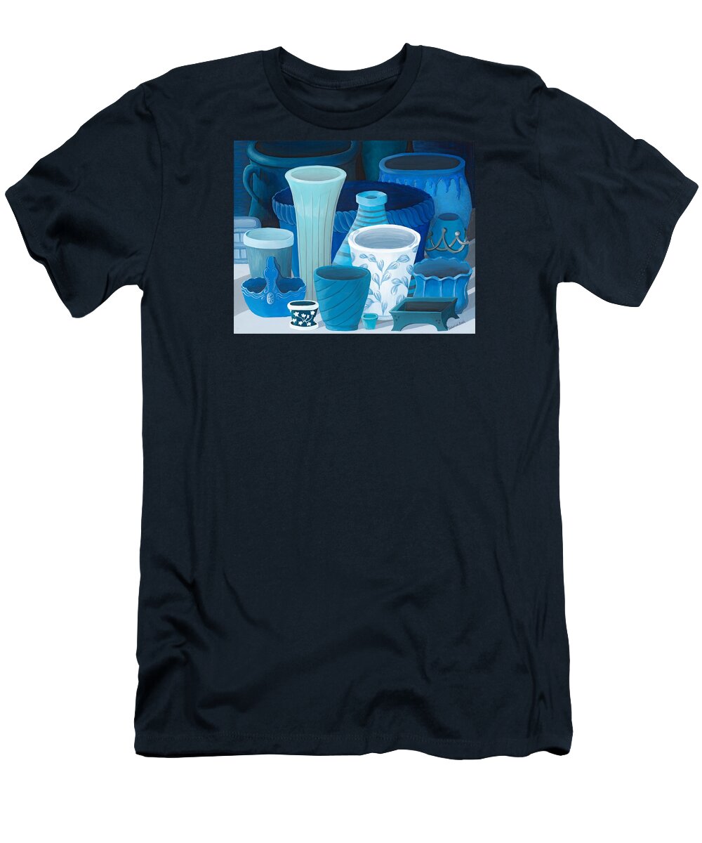 Print T-Shirt featuring the painting Study in Blue by Katherine Young-Beck