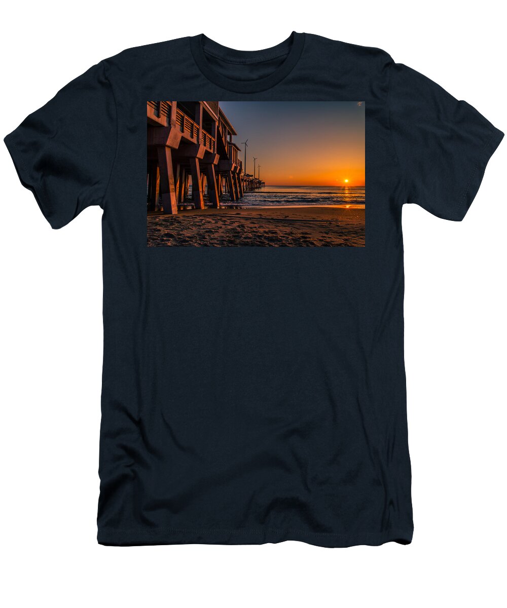 Sunrise T-Shirt featuring the photograph Sunrise at the Pier by Stacy Abbott
