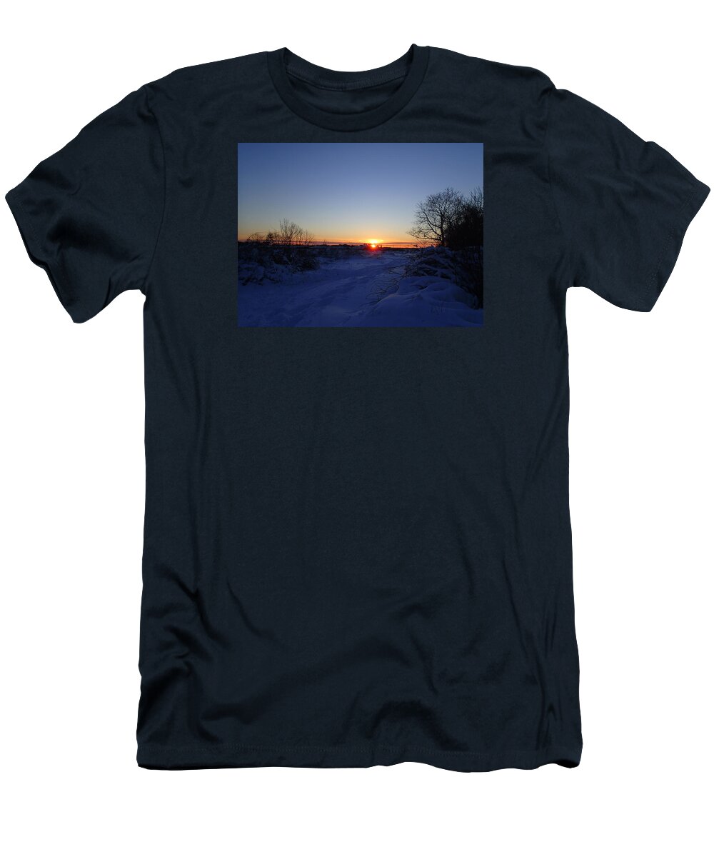 Island T-Shirt featuring the photograph Sunset after the Snow by Robert Nickologianis