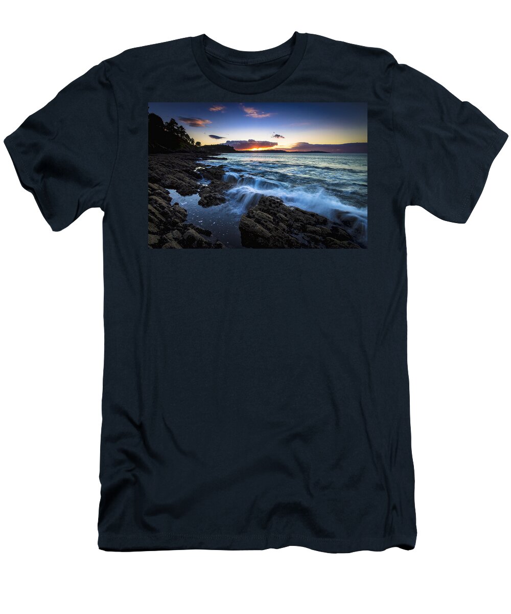 Ber T-Shirt featuring the photograph Sunset on Ber Beach Galicia Spain by Pablo Avanzini