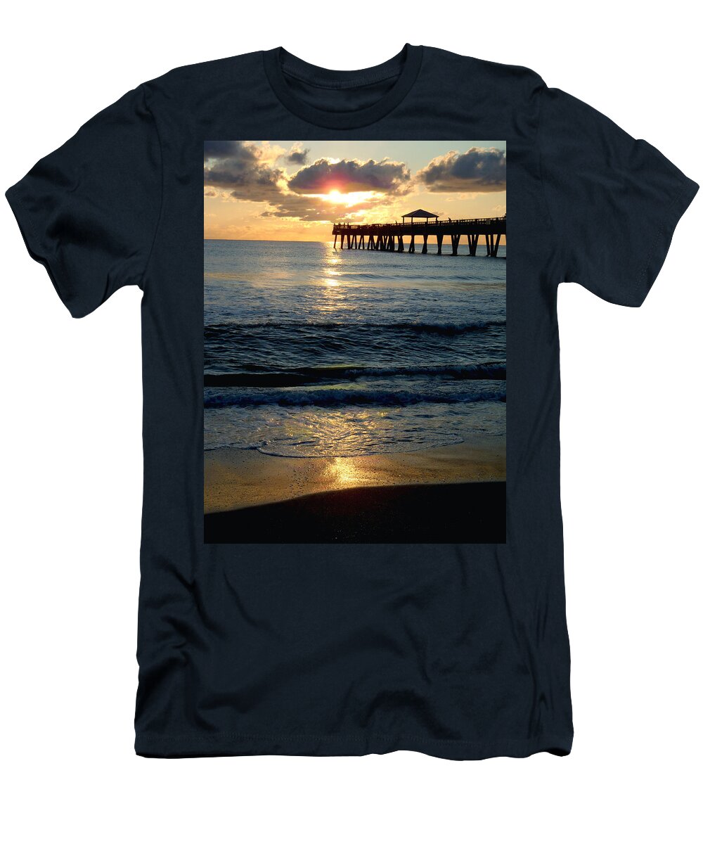 Pier T-Shirt featuring the photograph Sunset Pier by Carey Chen