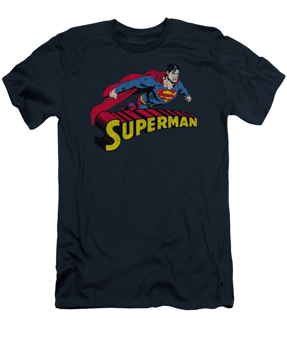 Superman T-Shirt featuring the digital art Superman - Flying Over by Brand A