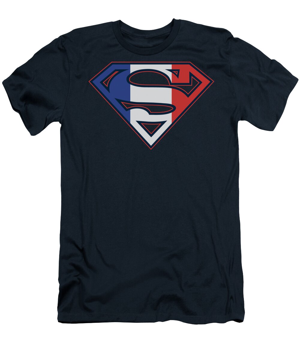 Superman T-Shirt featuring the digital art Superman - French Shield by Brand A