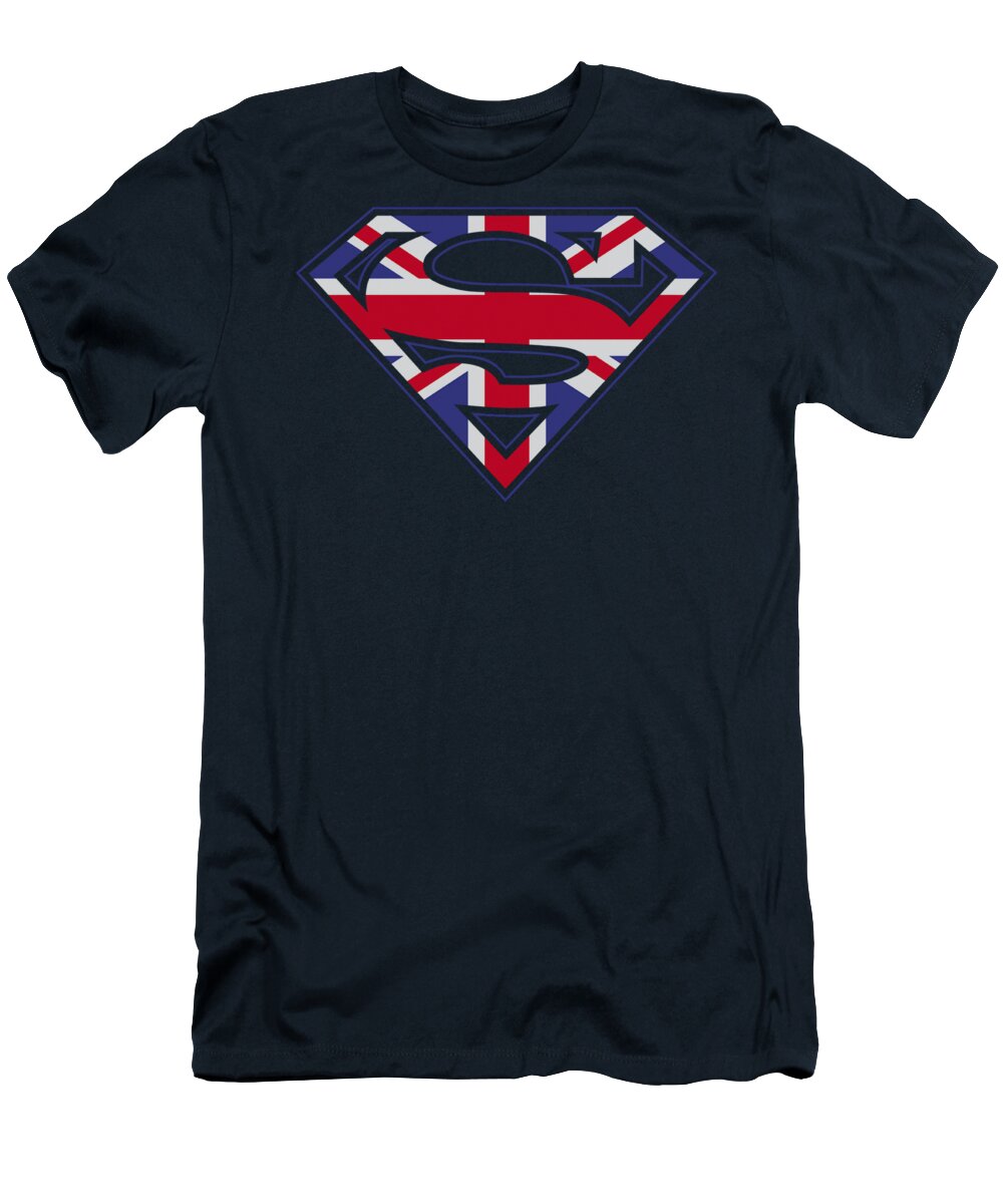 Superman T-Shirt featuring the digital art Superman - Great Britian Shield by Brand A