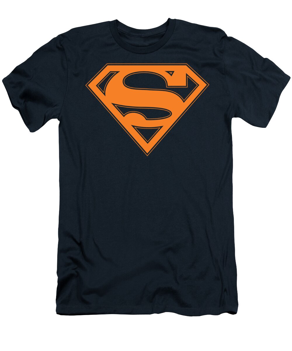 Superman T-Shirt featuring the digital art Superman - Navy And Orange Shield by Brand A