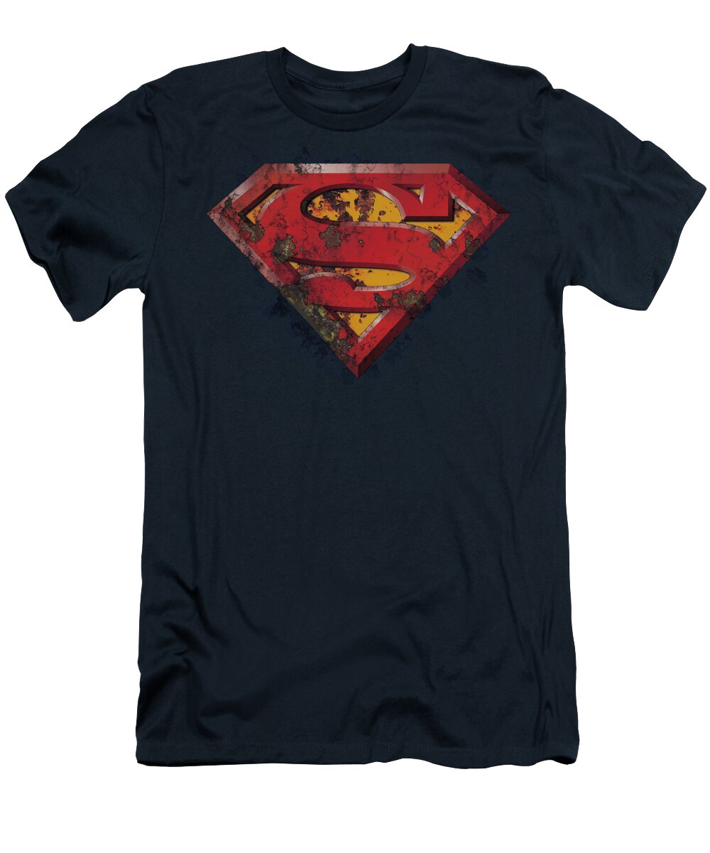 Superman T-Shirt featuring the digital art Superman - Rusted Shield by Brand A