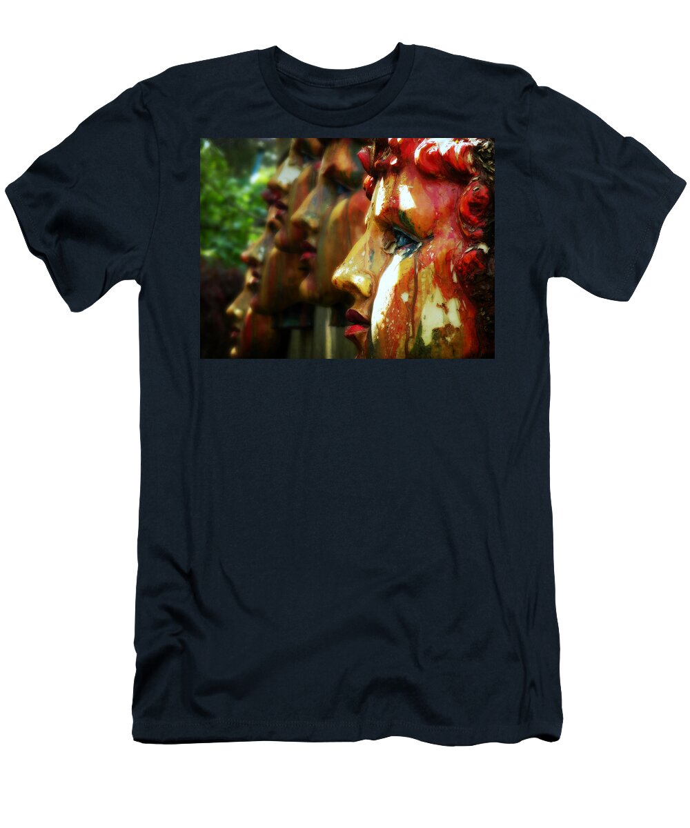 Faces T-Shirt featuring the photograph The Artist's Garden by Micki Findlay