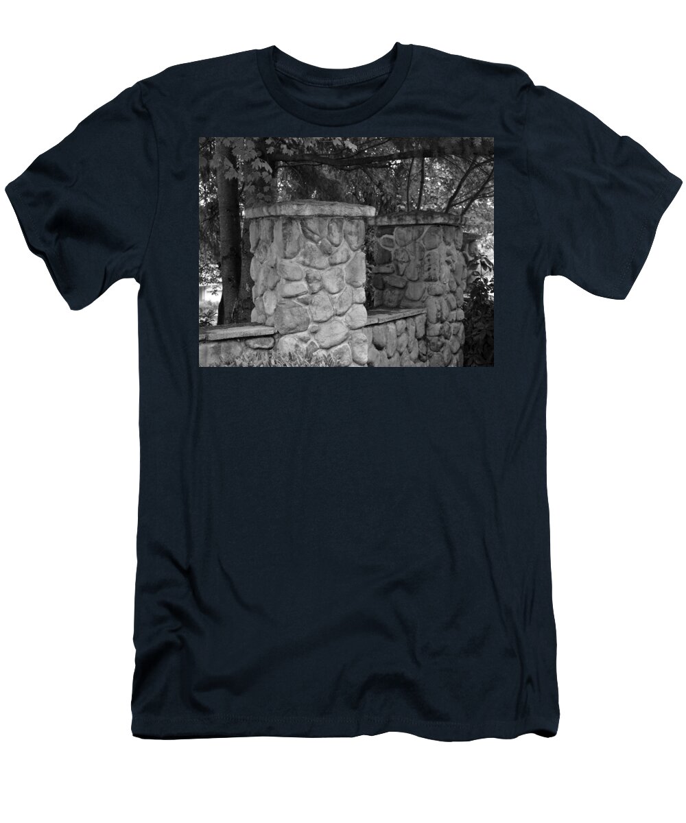 Black And White T-Shirt featuring the photograph The Garden Wall by Kirt Tisdale