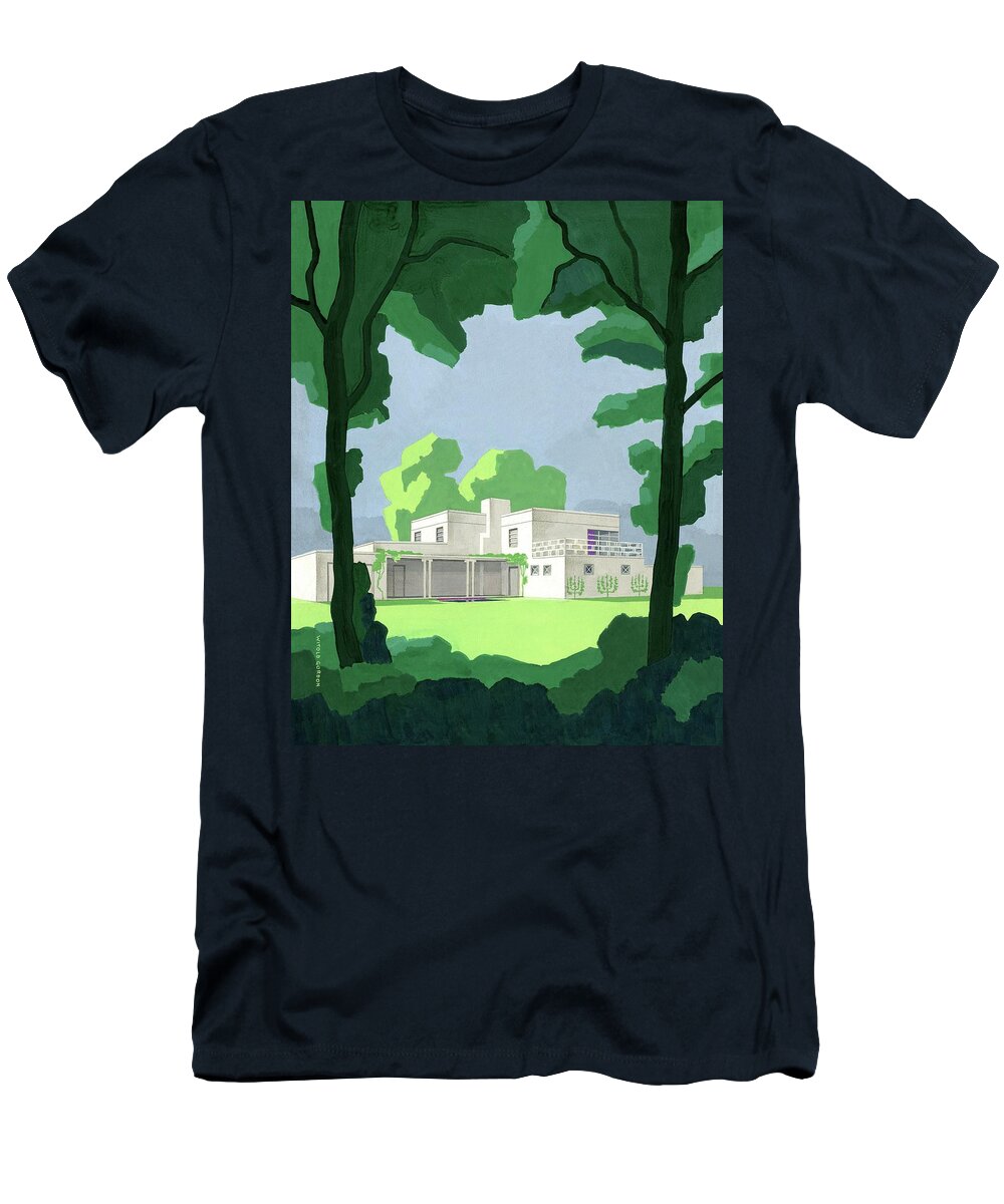 Architecture T-Shirt featuring the digital art The Ideal House In House And Gardens by Witold Gordon