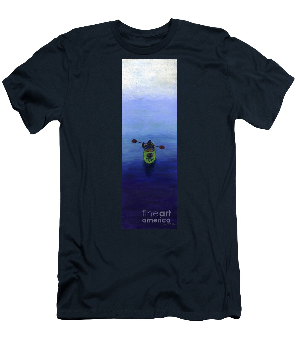Kayak T-Shirt featuring the painting The Kayaker by Ginny Neece