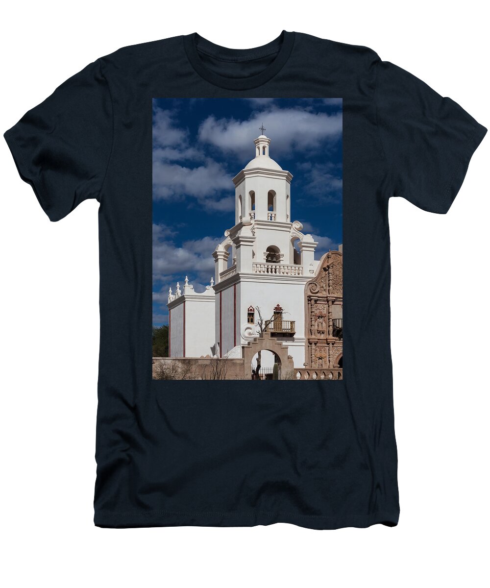Mission T-Shirt featuring the photograph The Mission Tower at San Xavier by Ed Gleichman