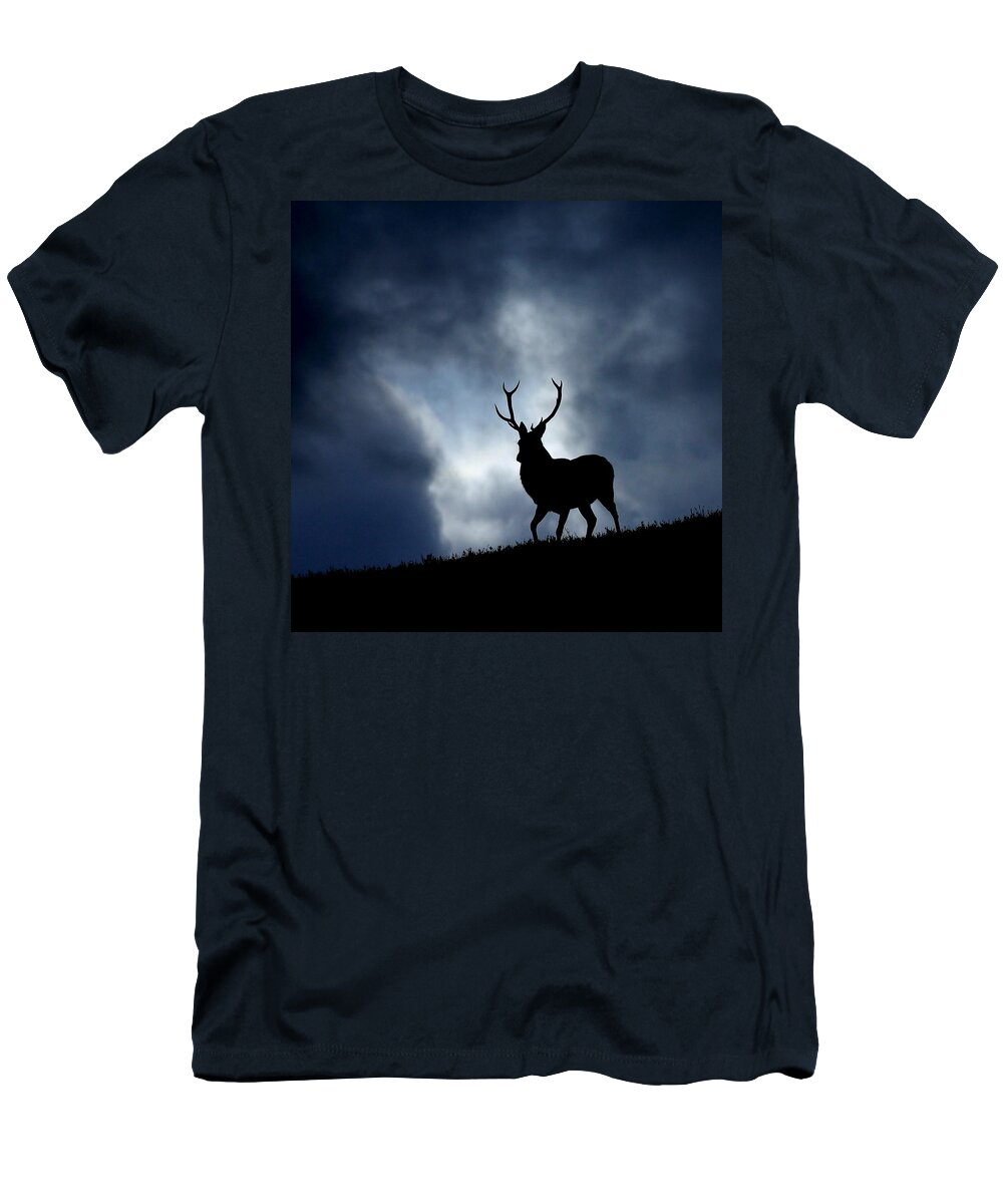 Stag Silhouette T-Shirt featuring the photograph The stag by Macrae Images