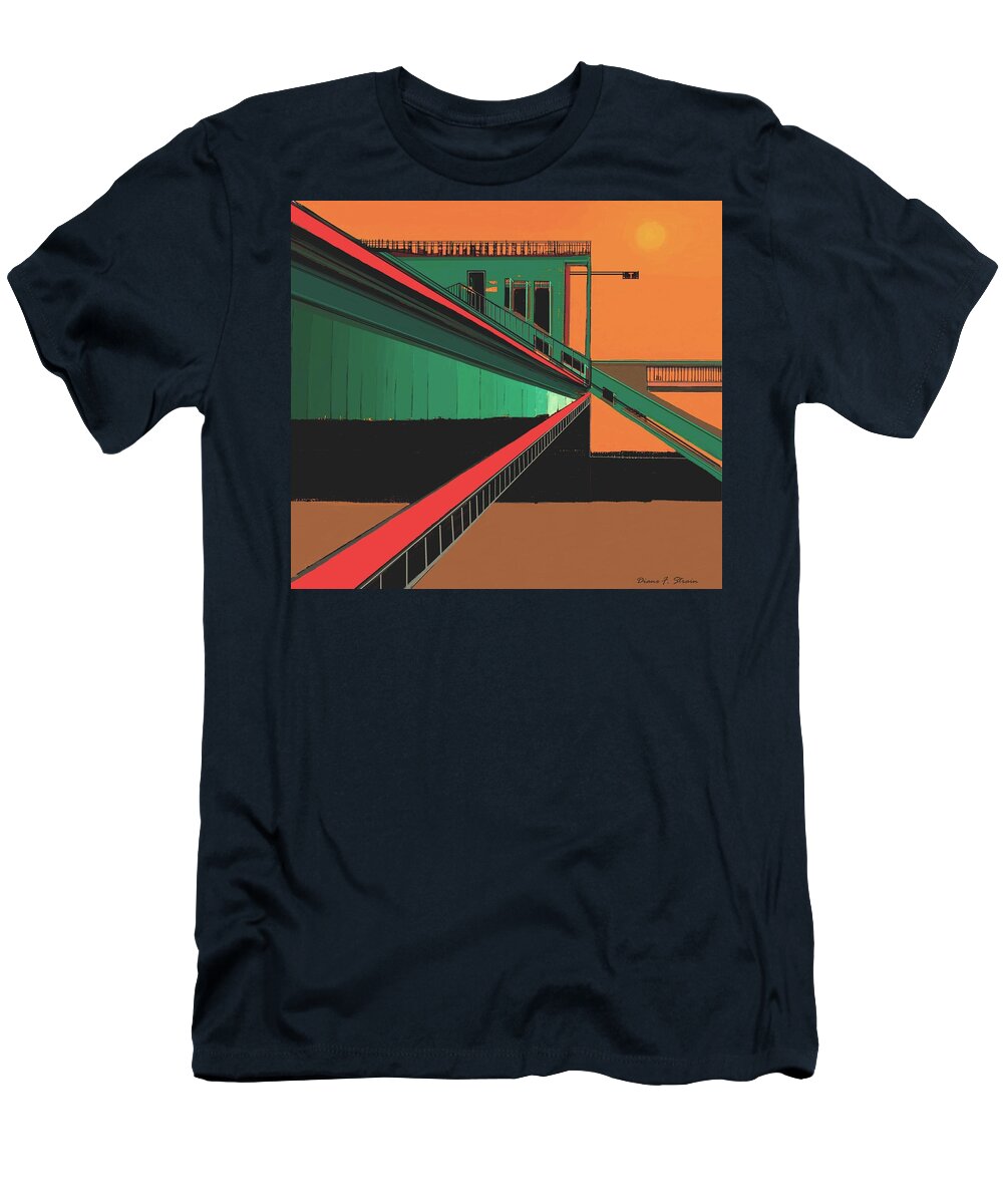 Paintings On Canvas T-Shirt featuring the painting The Train Station  Number 4 by Diane Strain