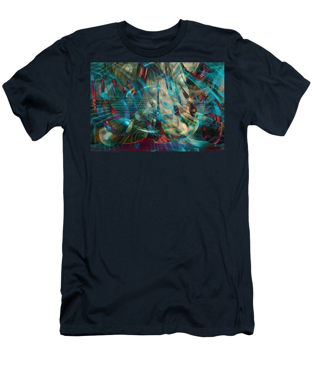 Thoughts In Motion T-Shirt featuring the digital art Thoughts In Motion by Linda Sannuti