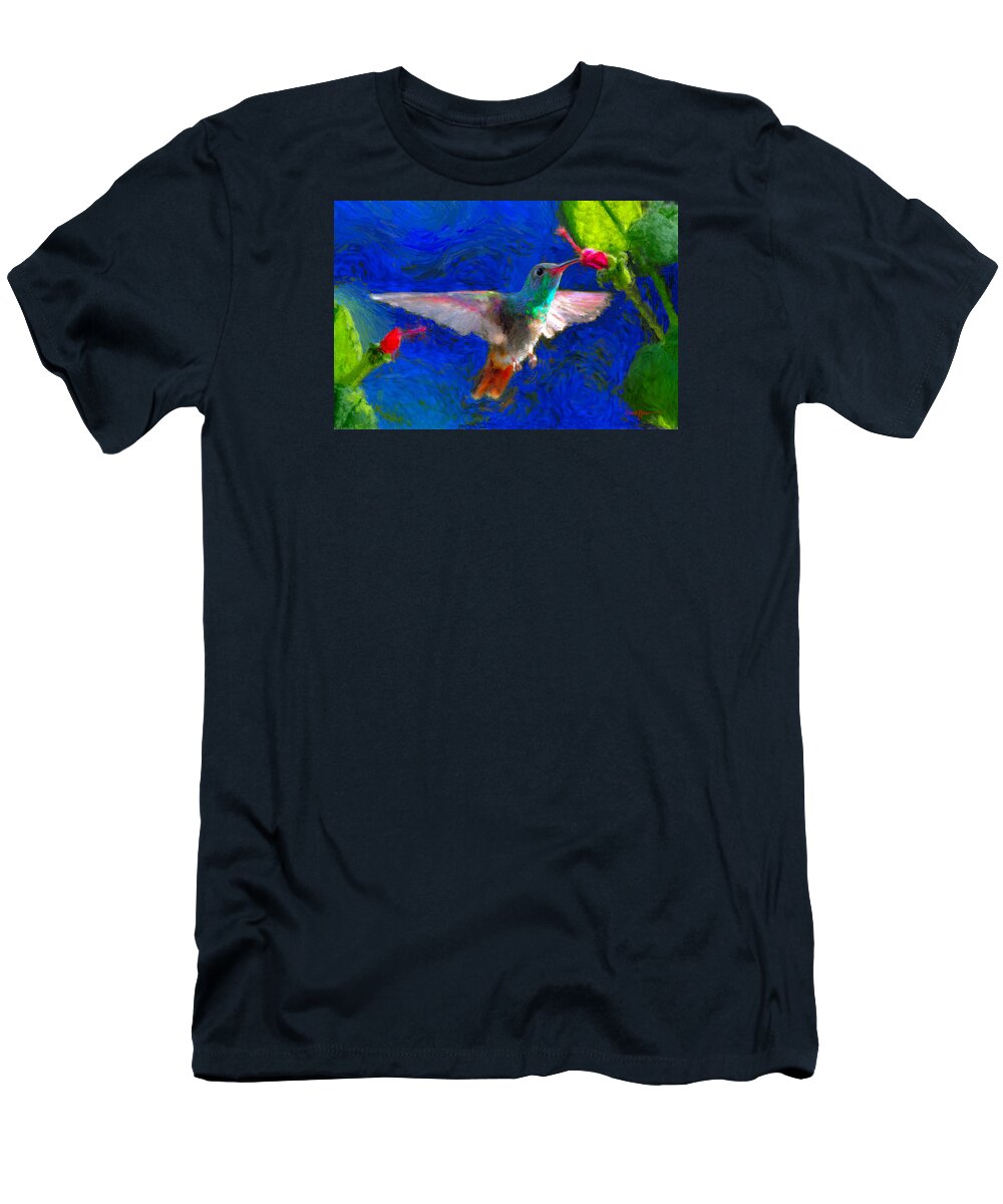 Hummingbird T-Shirt featuring the painting DA052 Turkscap Hummingbird by Daniel Adams