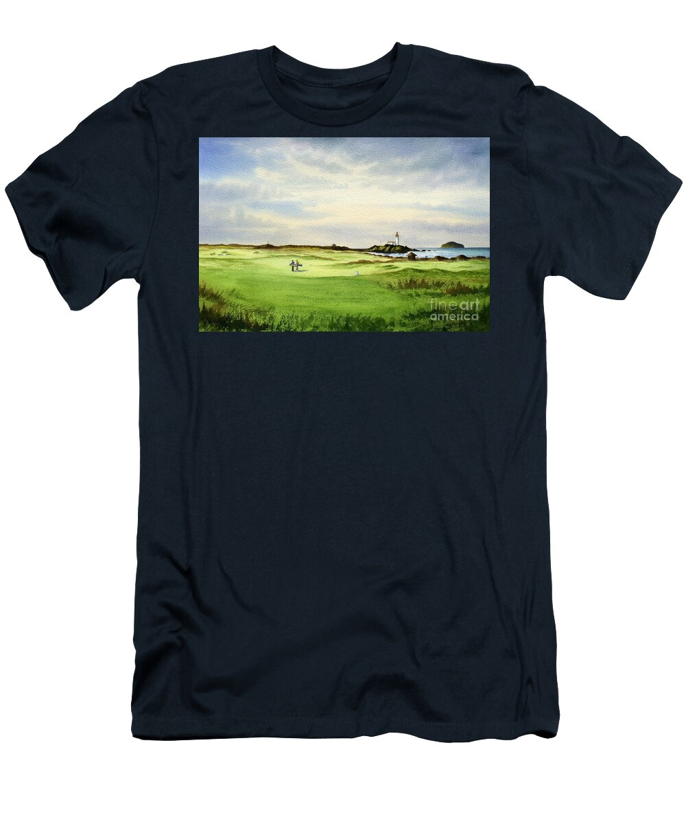 Golf T-Shirt featuring the painting Turnberry Golf Course Scotland 12Th Tee by Bill Holkham