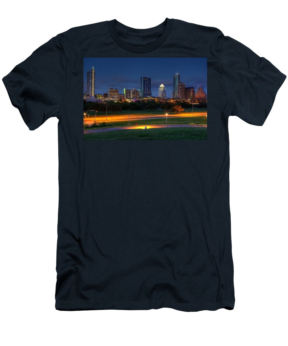 City T-Shirt featuring the photograph Twilight Skyline by Dave Files