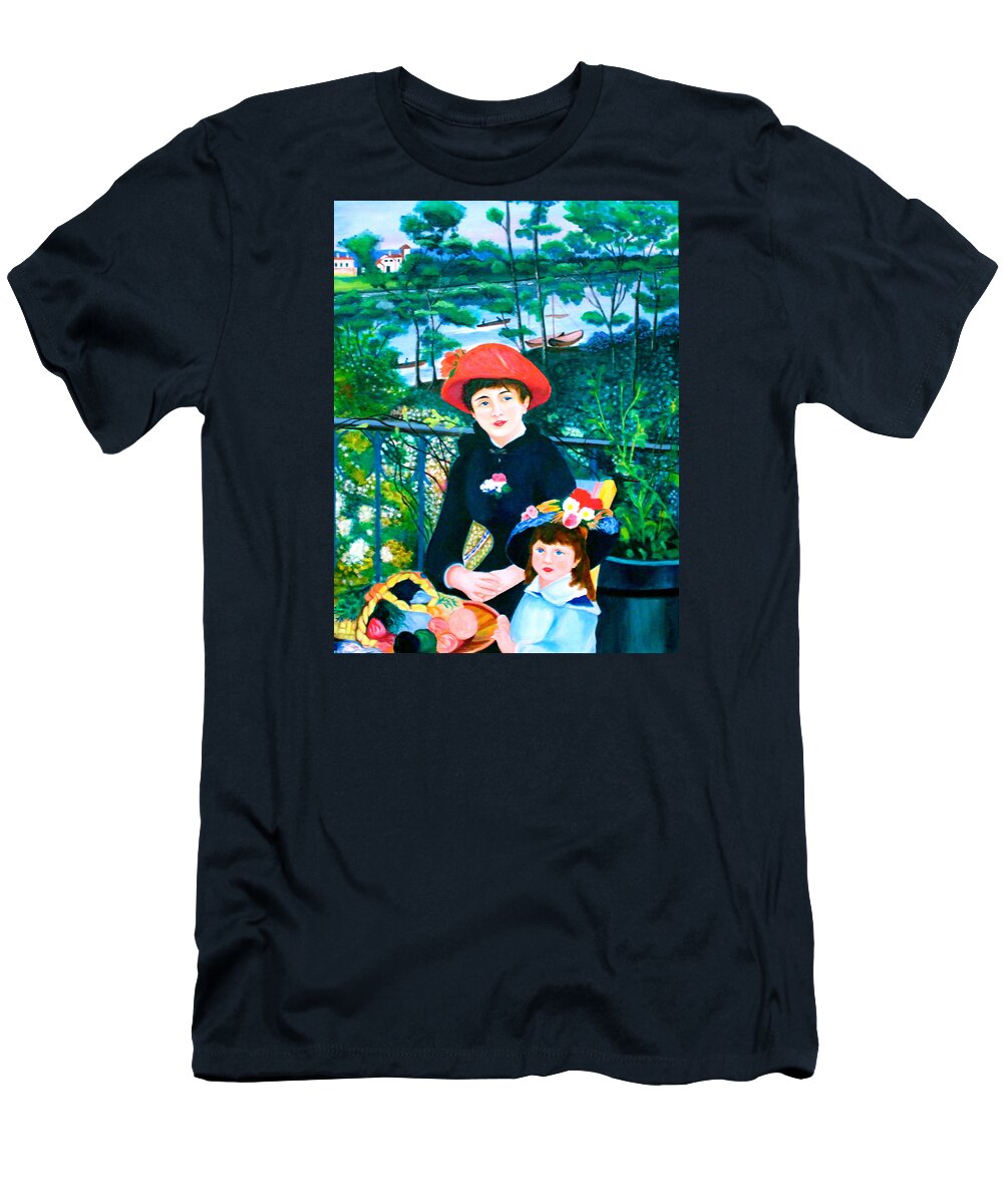 All Products T-Shirt featuring the painting Version of Renoir's Two Sisters on the Terrace by Lorna Maza
