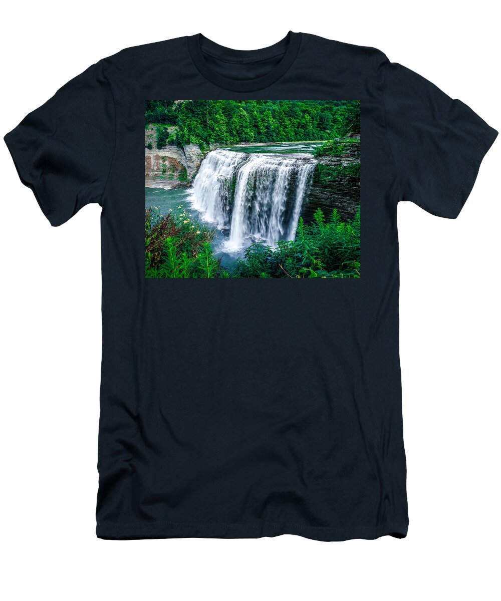 Middle Falls T-Shirt featuring the photograph View of Middle Falls by Rick Bartrand