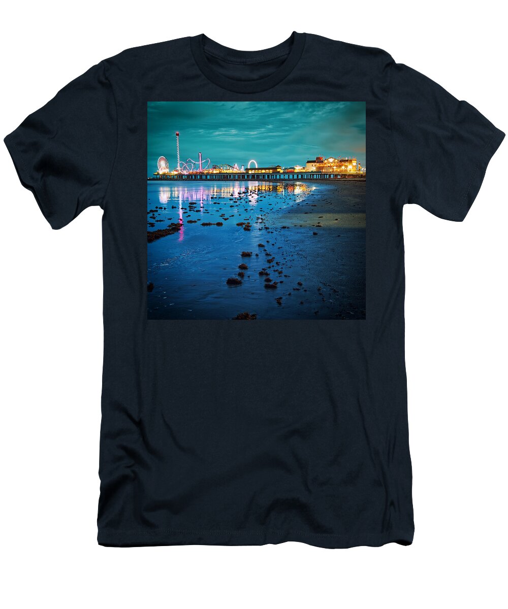 Galveston T-Shirt featuring the photograph Vintage Pleasure Pier - Gulf Coast Galveston Texas by Silvio Ligutti