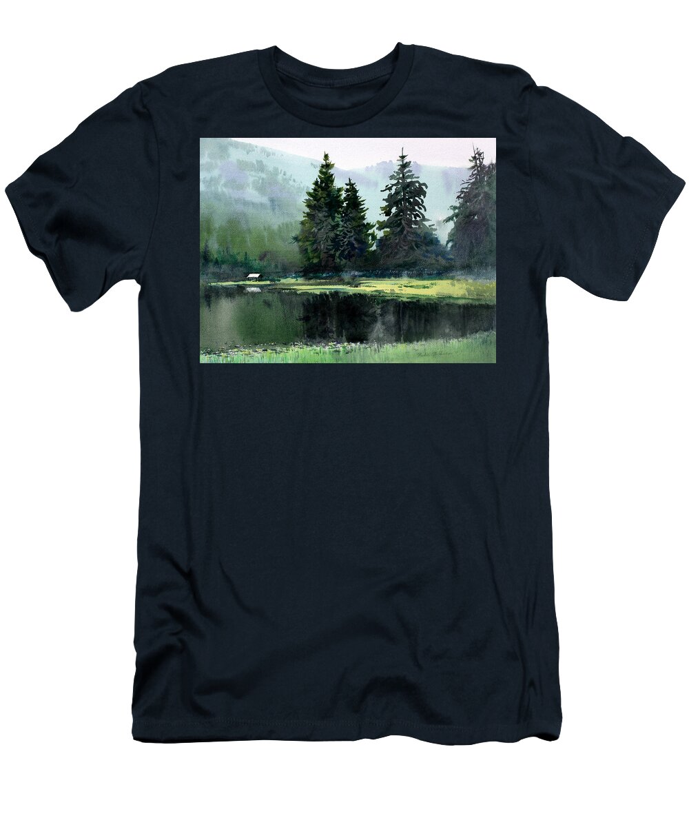 Landscape T-Shirt featuring the painting Ward Lake Ketchikan by Vladimir Zhikhartsev