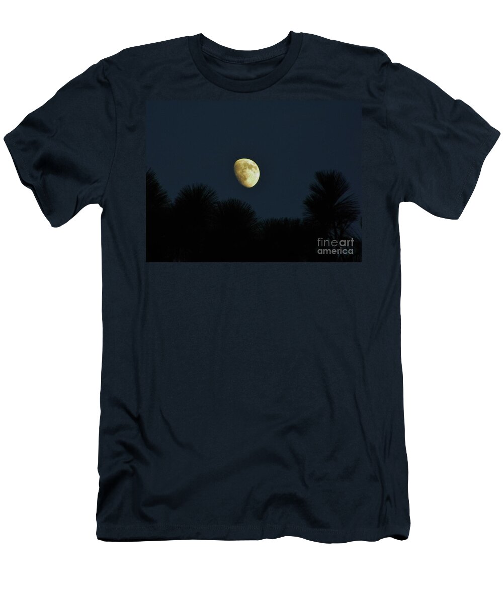 Moon T-Shirt featuring the photograph Waxing Moon Over Florida by D Hackett