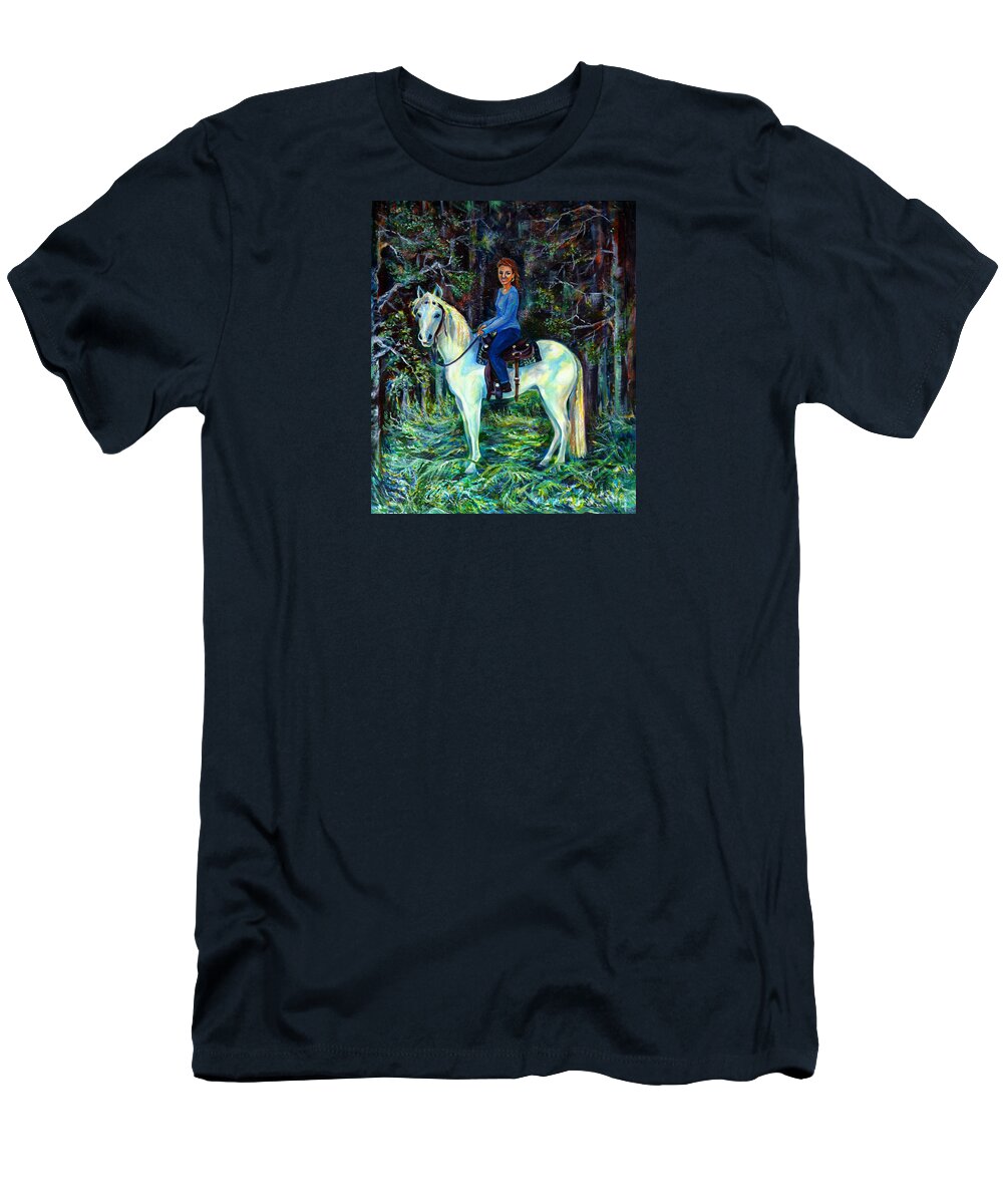Western Art T-Shirt featuring the painting White Magic by Anna Duyunova
