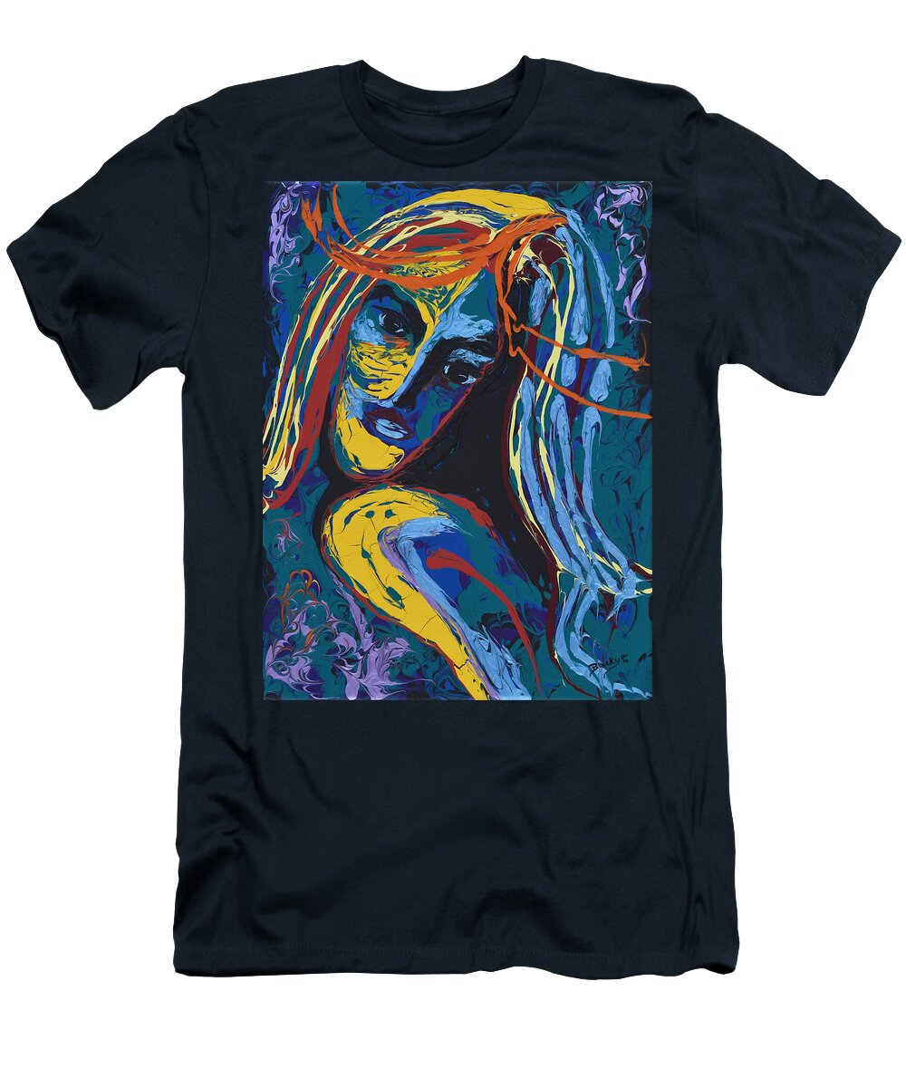 Portrait T-Shirt featuring the painting Wild At Heart by Donna Blackhall
