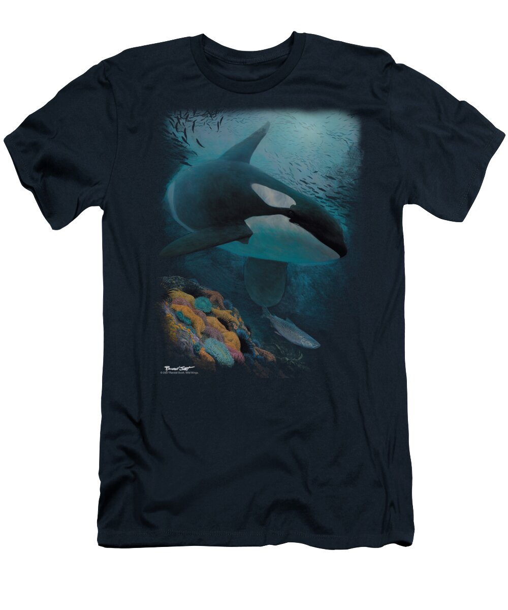 Wildlife T-Shirt featuring the digital art Wildlife - Salmon Hunter Orca by Brand A