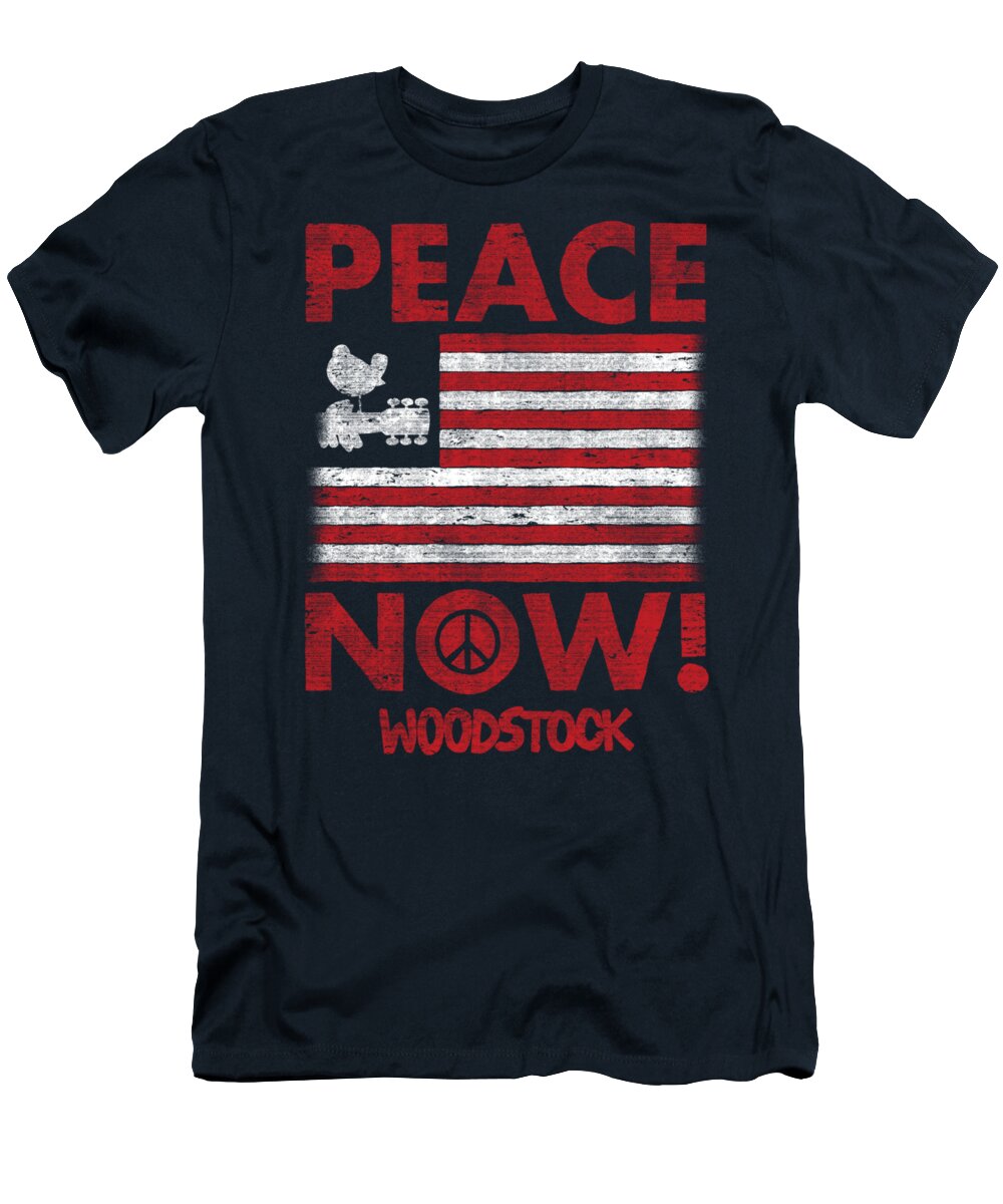  T-Shirt featuring the digital art Woodstock - Peace Now by Brand A