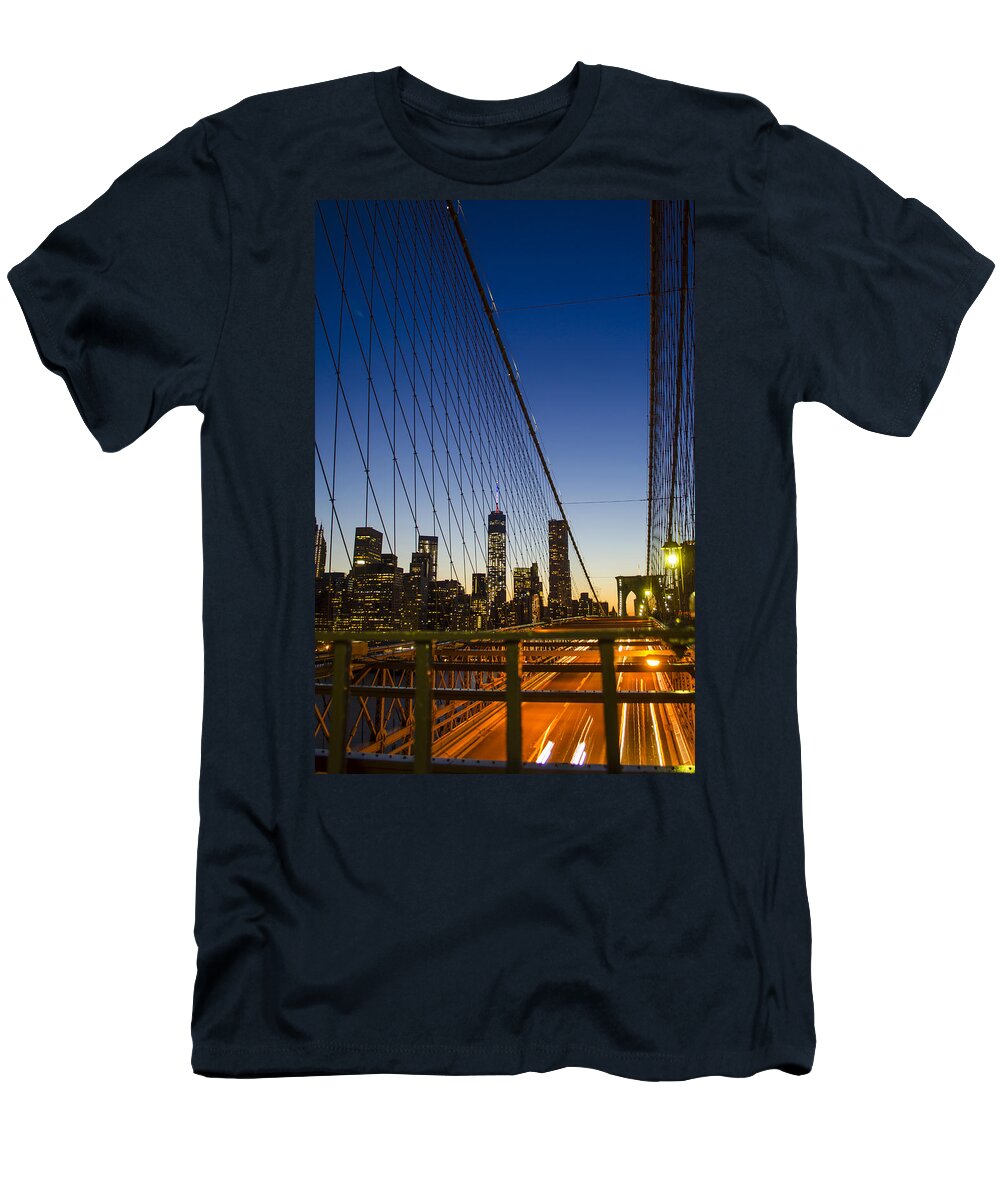 Wtc1 T-Shirt featuring the photograph WTC1 from Brooklyn Bridge by GeeLeesa Productions