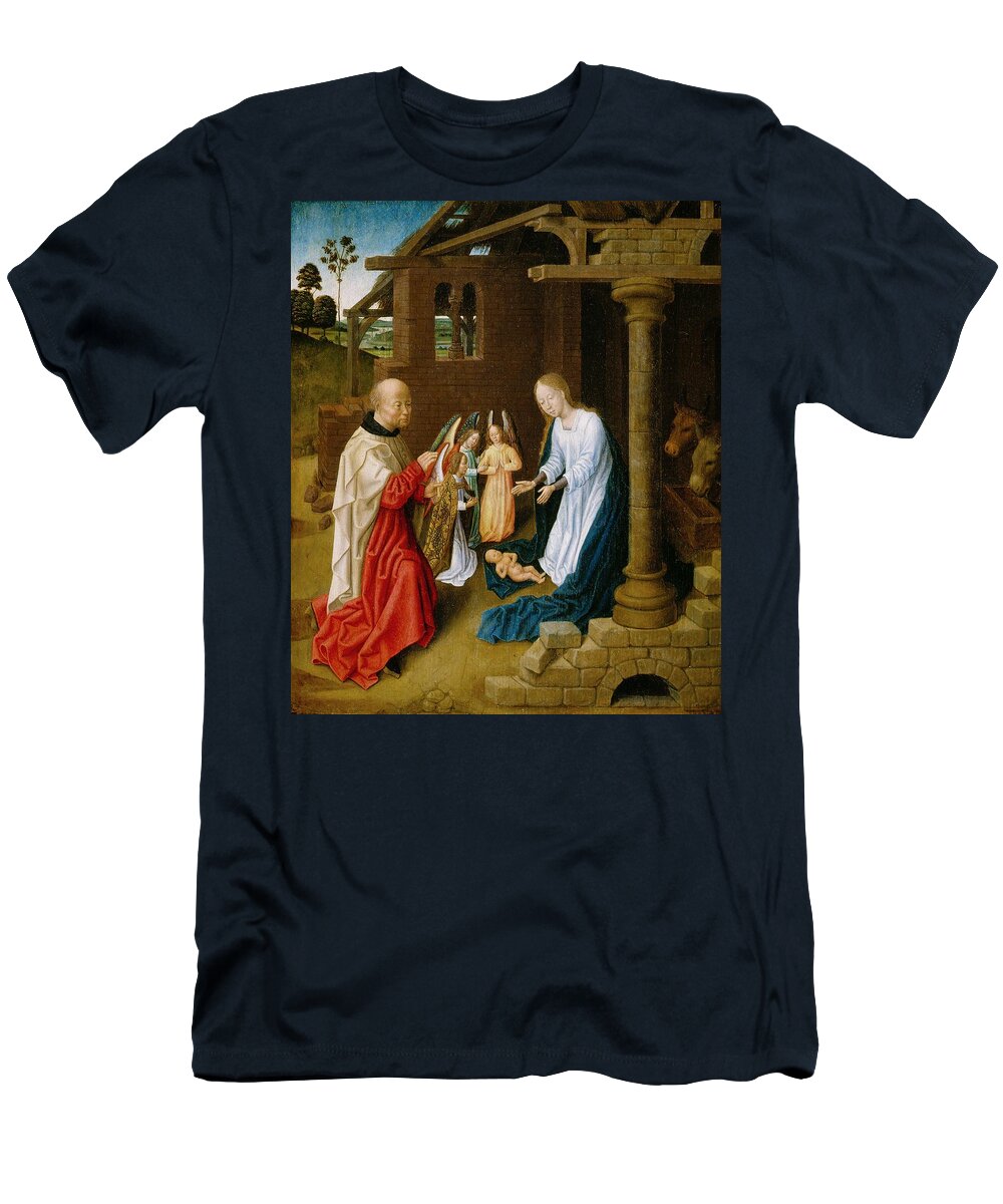 Adoration T-Shirt featuring the painting Adoration of the Christ Child by Master of San Ildefonso