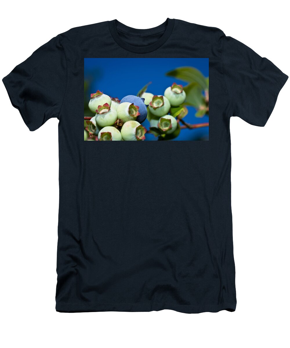 Macro T-Shirt featuring the photograph Blueberries and Sky by Lori Coleman
