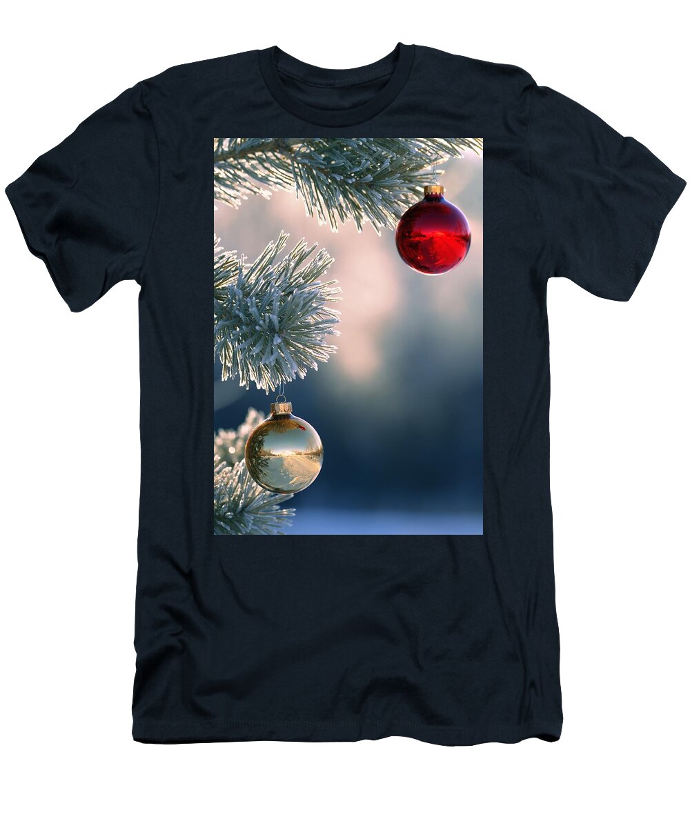 Ball Ornament T-Shirt featuring the photograph Christmas Ornaments by Carson Ganci