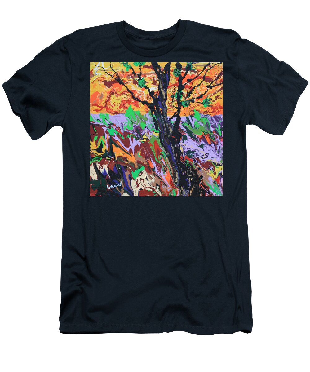 Kaleidoscape T-Shirt featuring the painting Lone Oak by Art Enrico