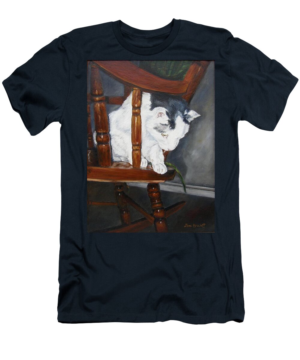 Cat T-Shirt featuring the painting Oops by Lori Brackett
