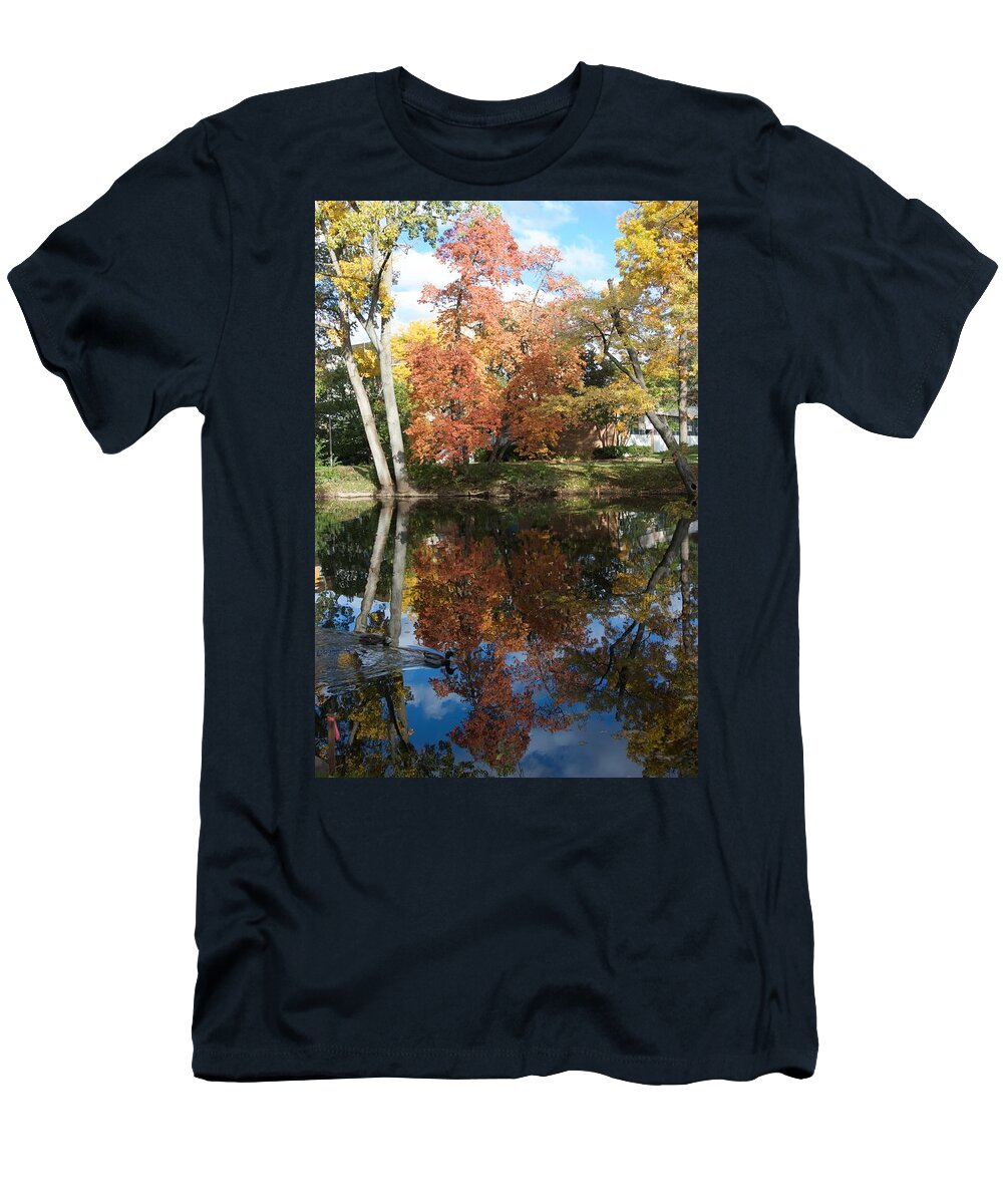 Ducks T-Shirt featuring the photograph Red Cedar Reflections by Joseph Yarbrough