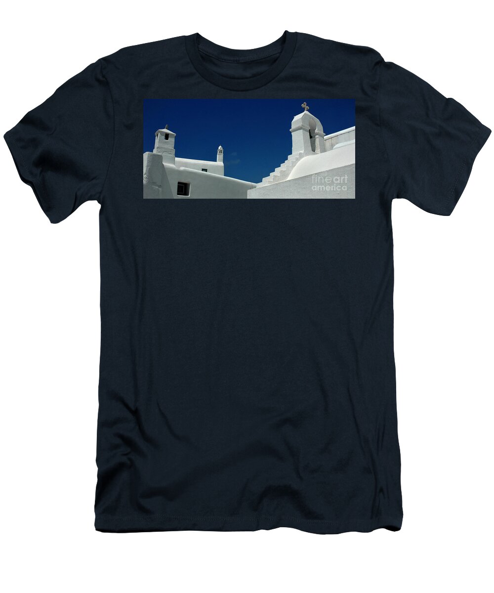 Mykonos T-Shirt featuring the photograph Rooftops of Mykonos by Vivian Christopher