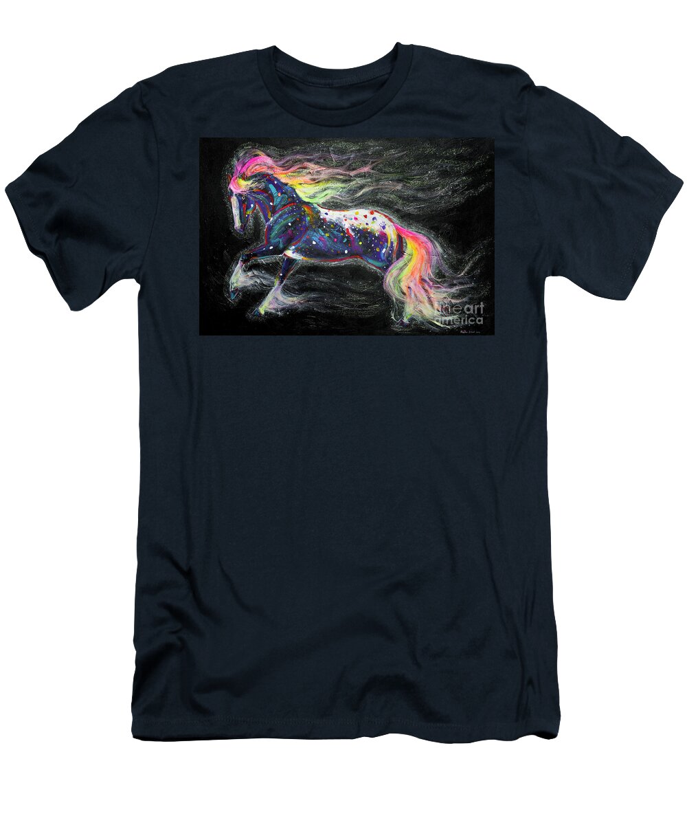 Starborn Pony T-Shirt featuring the painting Starborn Pony by Louise Green