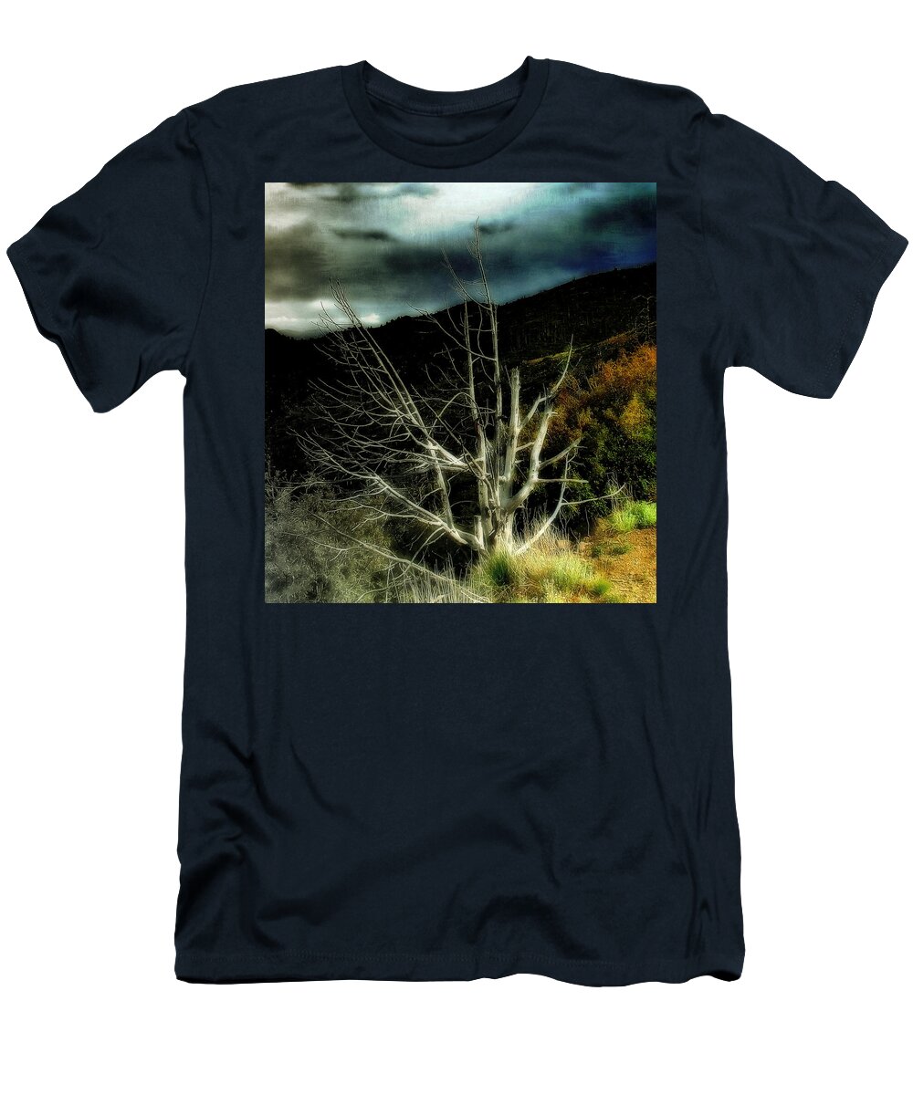 Dead Tree T-Shirt featuring the photograph Storm over the Jemez Mountains by Ellen Heaverlo