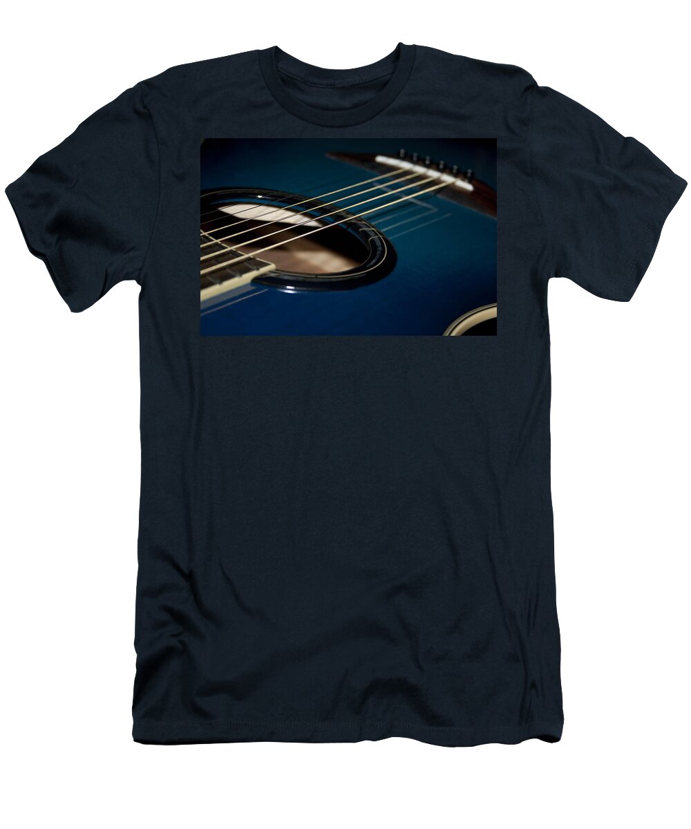 Acoustic T-Shirt featuring the photograph True Blue Acoustic Guitar by Kathy Clark