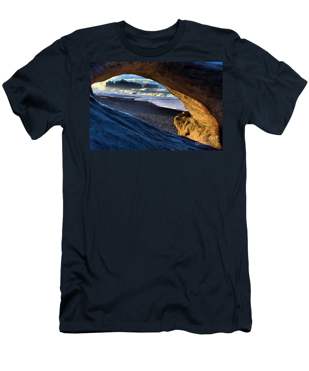 Rialto Beach T-Shirt featuring the photograph Window To The Sea by Adam Jewell