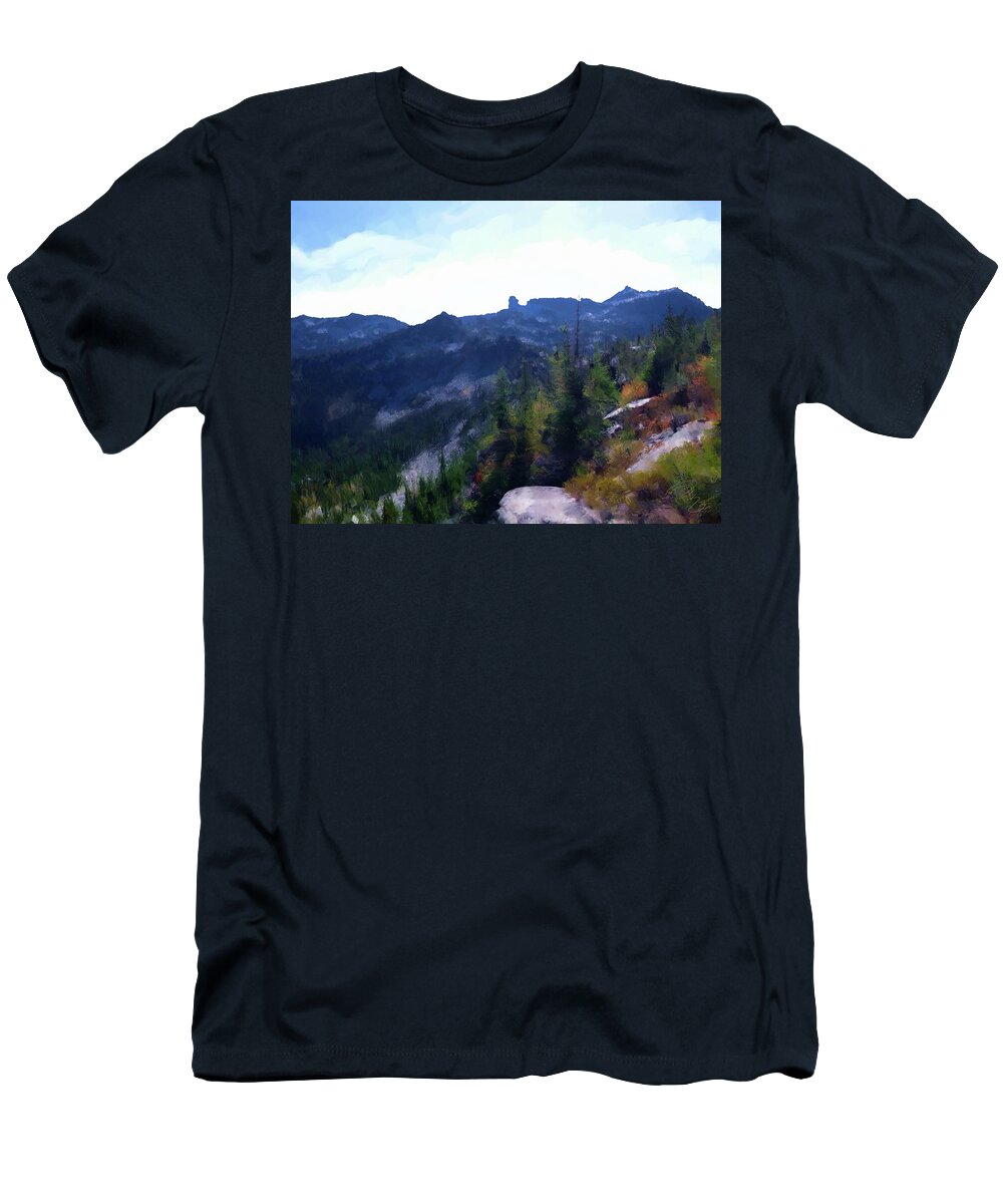 Beautiful T-Shirt featuring the digital art Chimney Rock by Debra Baldwin