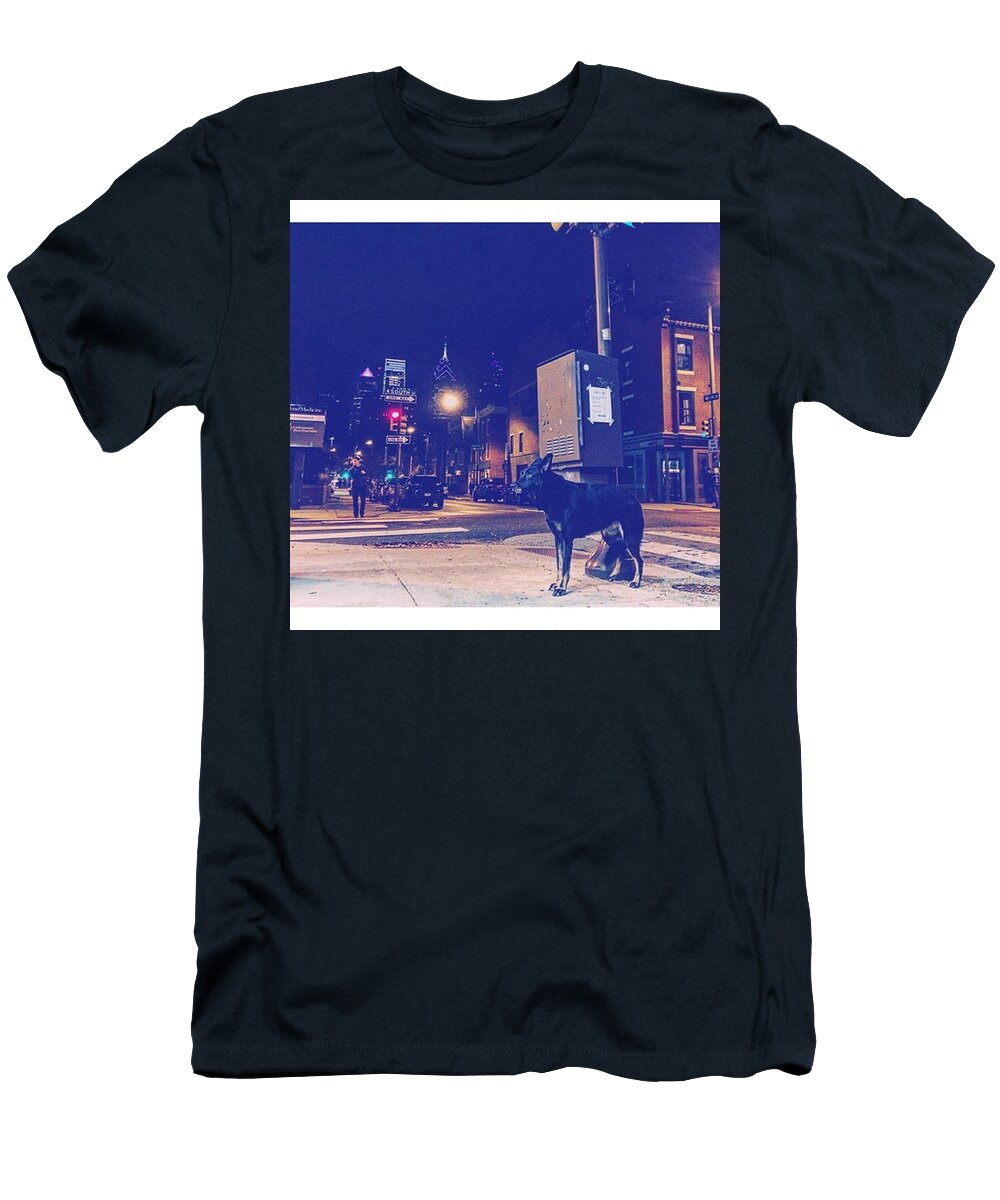 Igers_philly T-Shirt featuring the photograph Stoic South Street Pup by Ryan Johnston