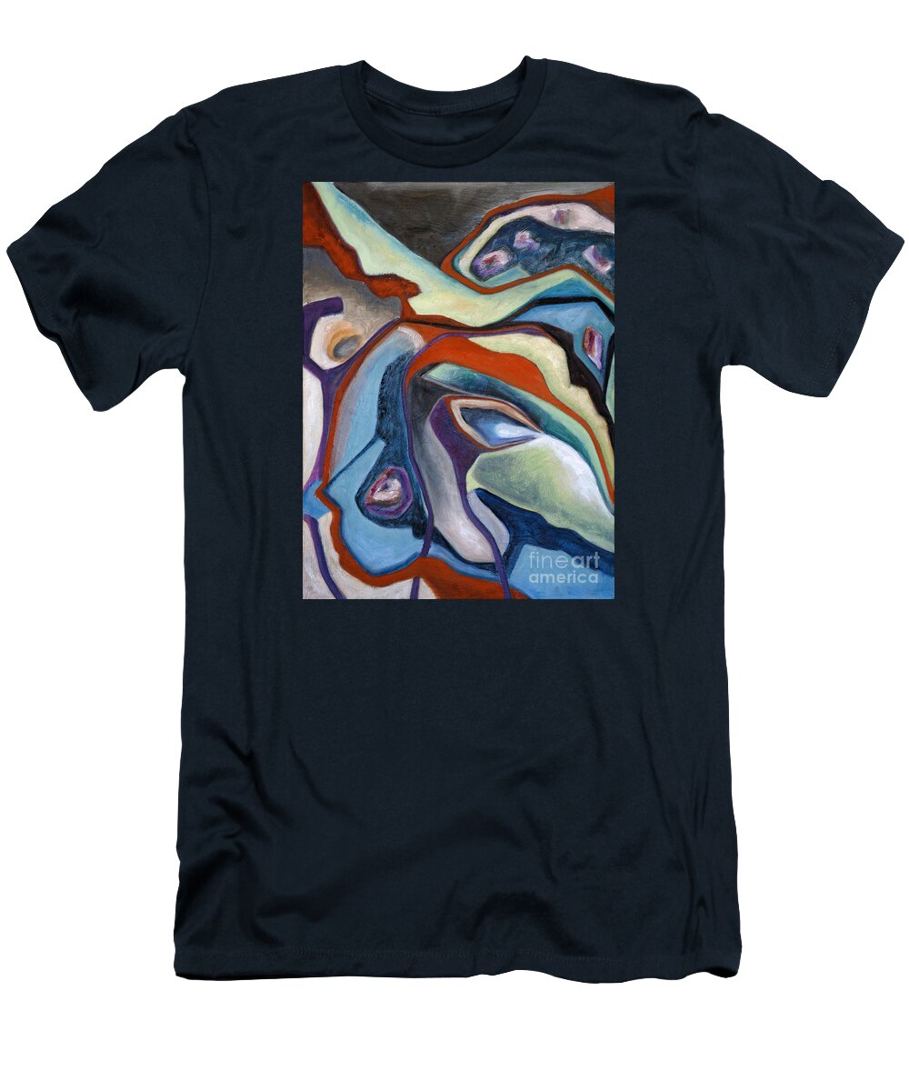Abstract T-Shirt featuring the painting 01318 Maybe by AnneKarin Glass