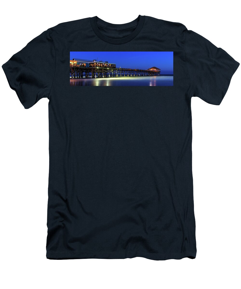 Cocoa Beach T-Shirt featuring the photograph Cocoa Beach Pier at Twilight #1 by Stefan Mazzola