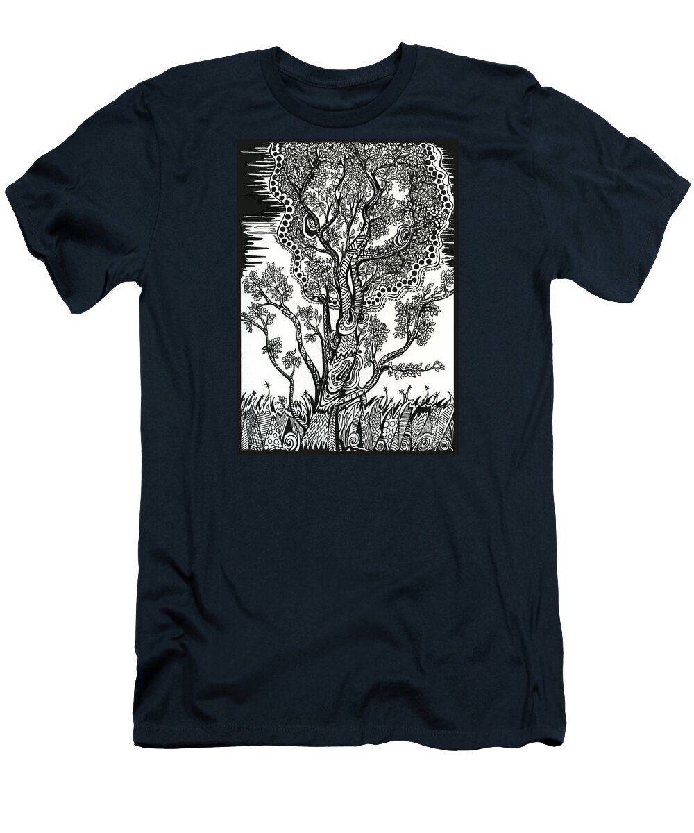 Trees T-Shirt featuring the drawing Windblown by Danielle Scott