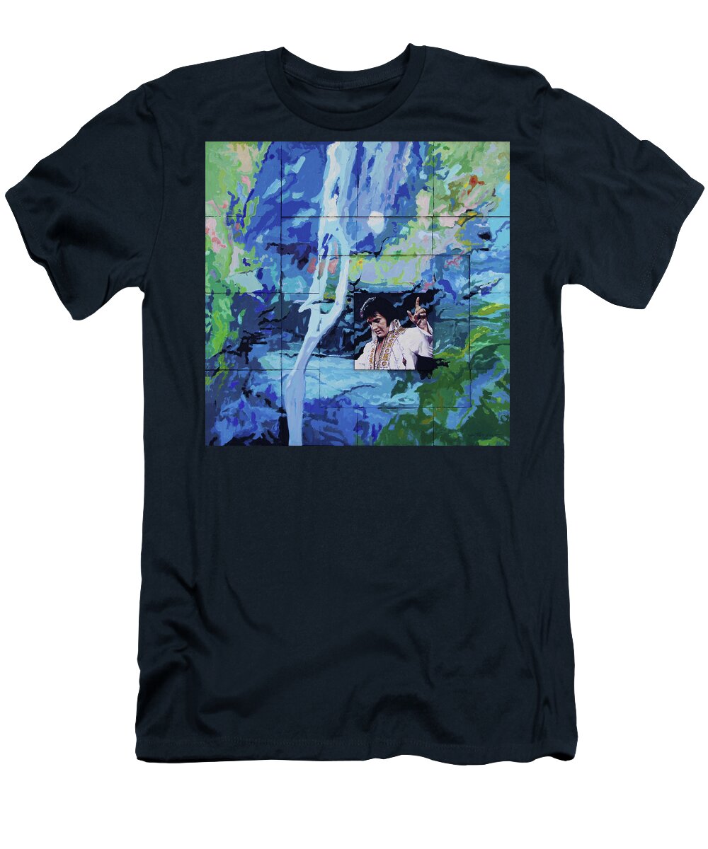 Elvis Presley T-Shirt featuring the painting Elvis - How Great Thou Art #1 by John Lautermilch
